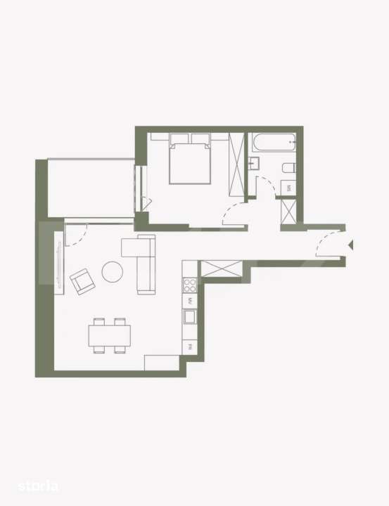 Apartament 2 cam, 58 mp, Ansamblu rezidential de TOP- TVA INCLUS — fotografia 3