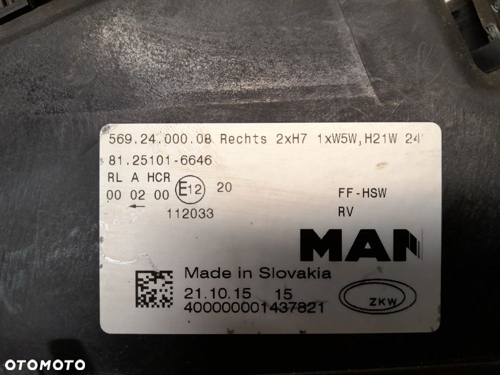 MAN TGL TGM TGA LAMPA PRAWA PRZÓD SWIATŁO DZIENNE 5692400008 - 6
