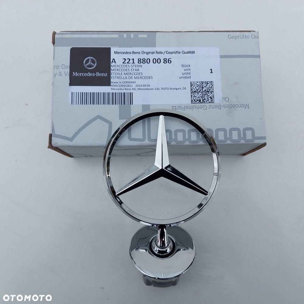 ZNACZEK EMBLEMAT NA MASKE MERCEDES GLE W167 C W204 E W211 W212 W213 S W221 W222 W223 EQS W296 ORYGINAL NOWY 2218800086 - 15
