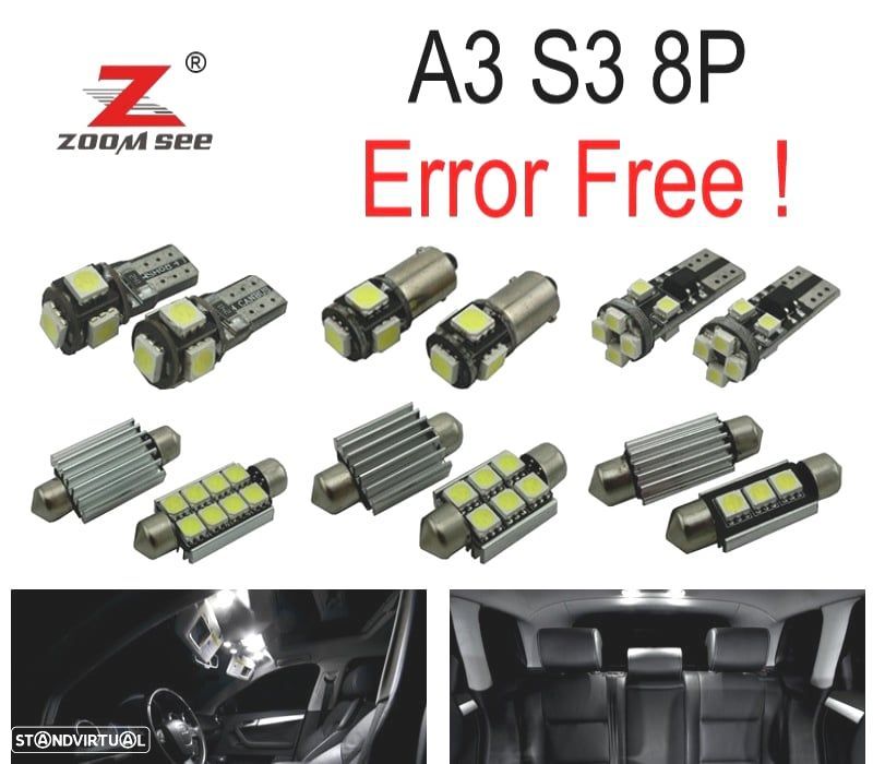 KIT COMPLETO DE 20 LÂMPADAS LED INTERIOR PARA 2003-2013 PARA AUDI A3 S3 8 P 3 PUERTA Y 5 PUERTA SPO - 1