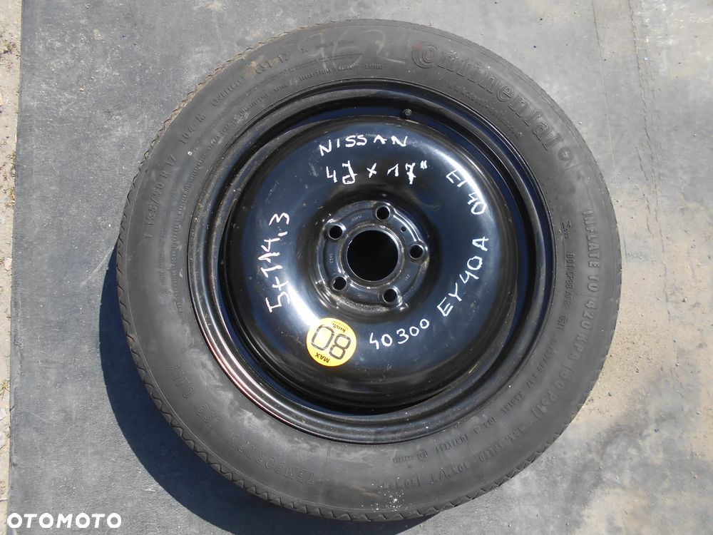 KOŁO DOJAZDOWE ZAPASOWE NISSAN QASHQAI I J10 06-13r KOŁO DOJAZDOWE 17 5X114.3 ET40 - 1