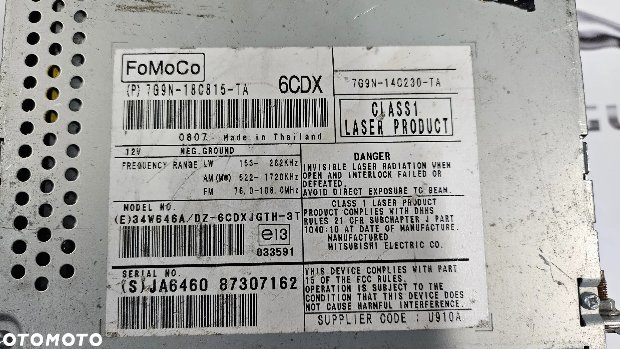 Jaguar XF 250 Radio Zmieniarka CD Odtwarzacz CD Navi 7G9N-18C815-TA - 5