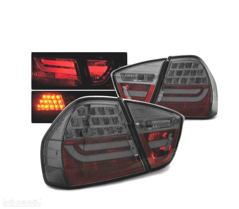 FAROLINS TRASEIROS LED BMW E90 SEDAN 05-08 SMOKED FUMADOS ESCURECIDOS - 1