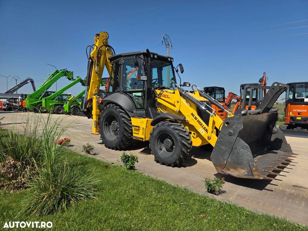 New Holland EX DEMO, 184h, B100D, FULL OPTION, 120CP, cutie automata POWERSHIFT, brat excavare extensibil cu inst picon pe el, MICHELIN, cupa multifunctionala 4x1, FURCI, Aer cond, Certificat CE, posibilitate leasing 4 ani-PROMOTIE 75.900 EUR+Tva - 2
