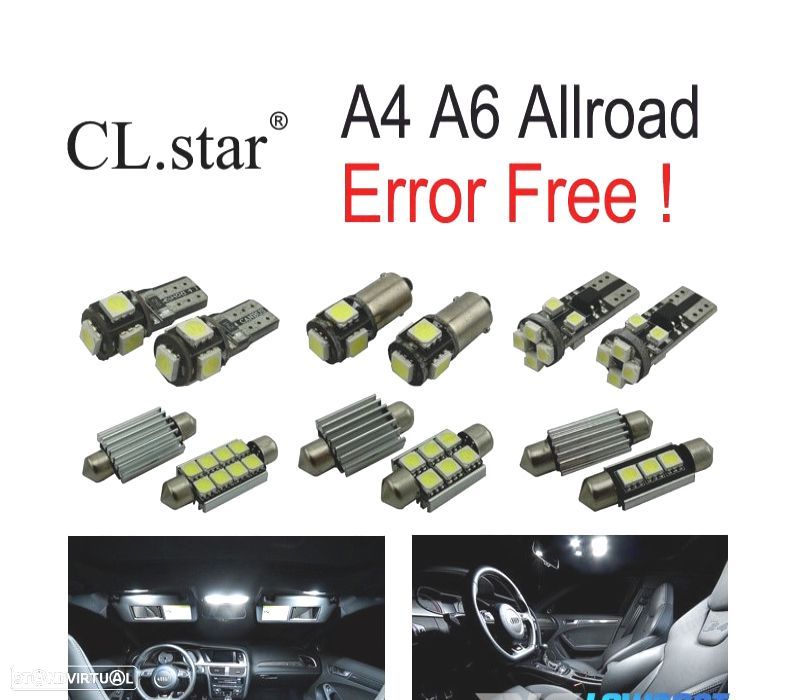 KIT COMPLETO DE 19 LÂMPADAS LED INTERIOR PARA AUDI A6 ALLROAD QUATTRO 4GH 4GJ 2012 + - 1
