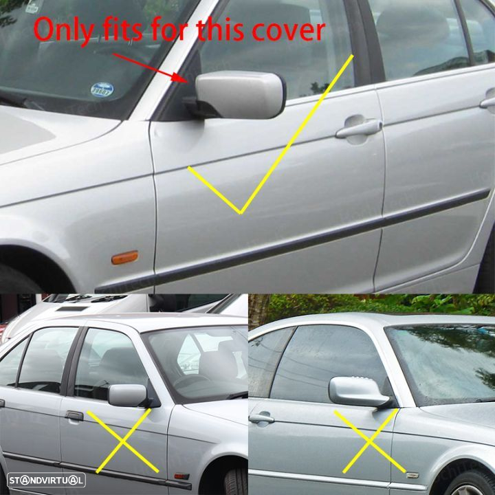 Capas, carcaça de espelhos M4 look em preto brilhante BMW E46 1998-2007, E39 1996-2003 - 10