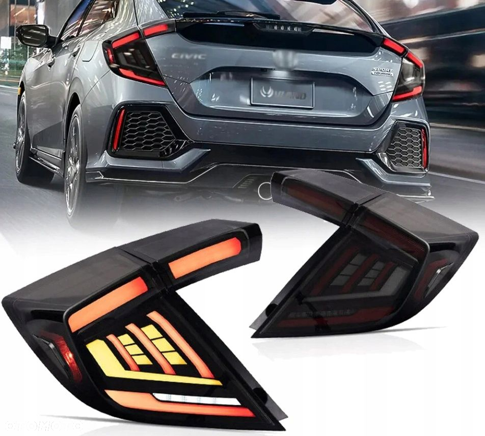Lampy tyl ne kpl Vland Led Neon Diody Tuning Black Honda Civic X 10 16- HB - 3