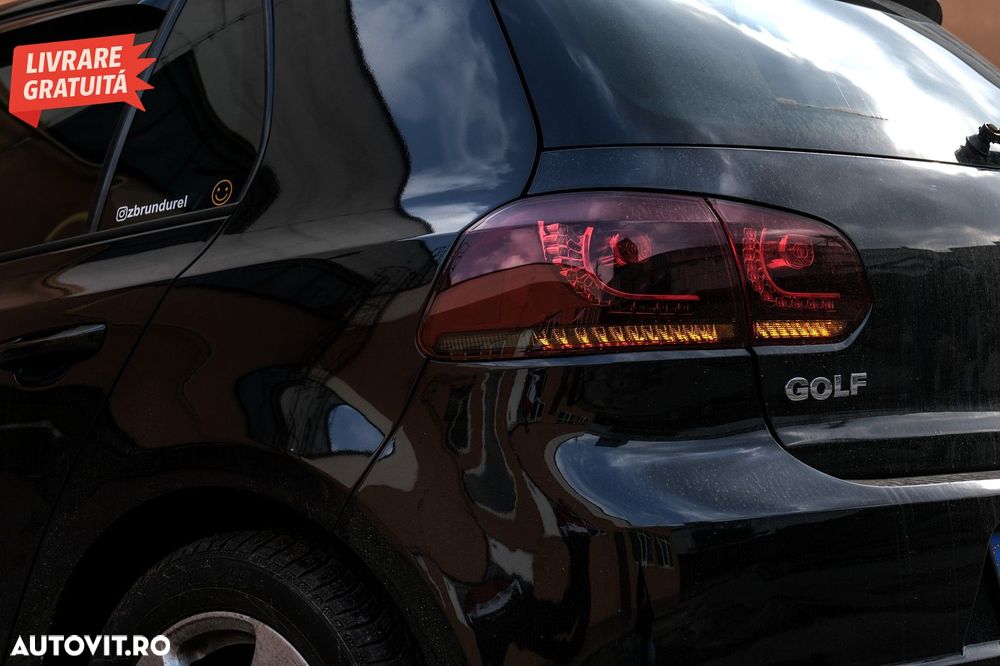 Stopuri Full LED VW Golf 6 VI (2008-2013) R20 Design Rosu Fumuriu cu Semnal Dinami- livrare gratuita - 14