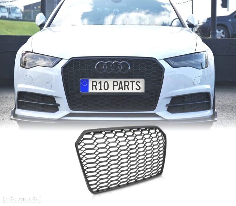 GRELHA AUDI A6 C7 4G 14-18 LOOK RS6 2020 PRETO MATE - 1