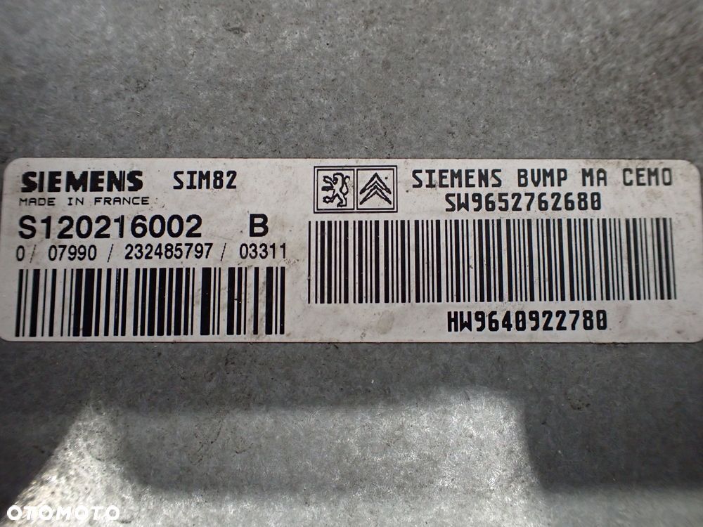 KOMPUTER SKRZYNI BIEGÓW CITROEN C3 PLURIEL 1.6 S120216002B    9652762680 - 5