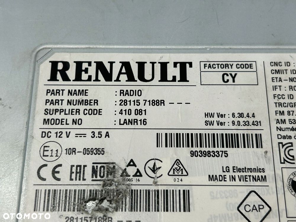 radioodtwarzacz stacja multimedialna renault megane iv 281157188r - 4