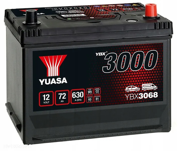 Akumulator Yuasa 72Ah 630A YBX3068; YB3069 Rybnik