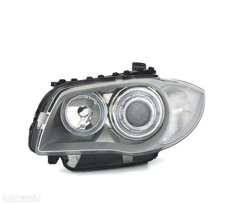 FARÓIS BMW E81 E87 E82 E88 OLHOS DE ANJO FUNDO CROMADO CINZA - 2