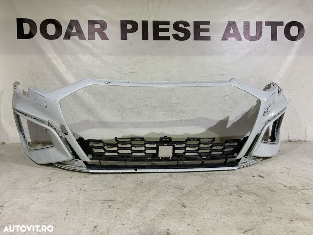 Bara fata Audi A3, S-Line, 2019, 2020, 2021, 2022, 2023, 2024, cod origine OE 8Y0807437F, cu gauri pentru spalatori faruri. - 1