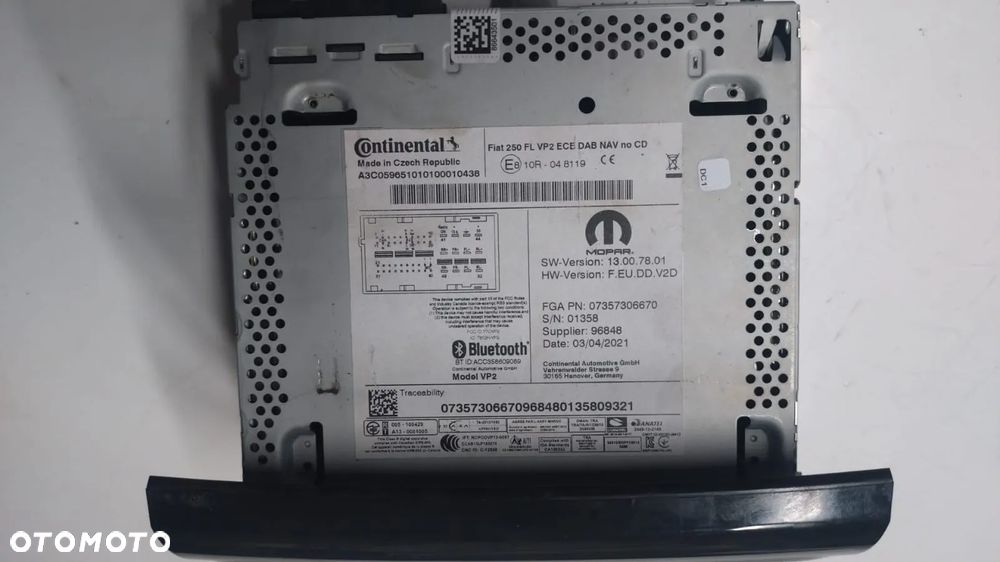 RADIO KOD DUCATO JUMPER BOXER 14- 07357306670 NO 725/135 - 2
