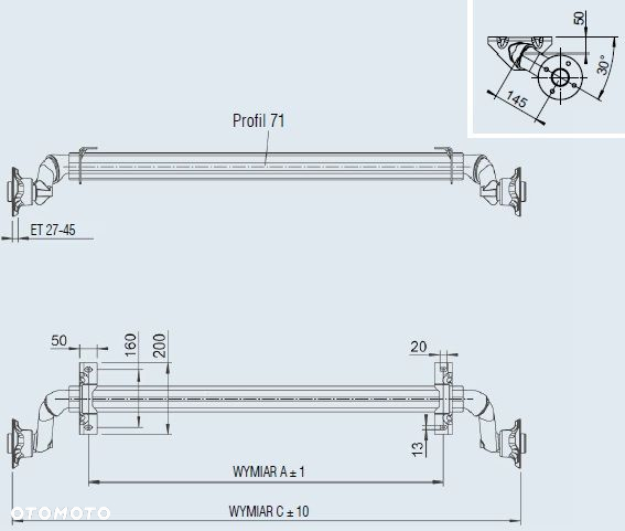 Oś niehamowana AL-KO OPTIMA 750kg 1200mm 4x100 przyczepy lawety - 6