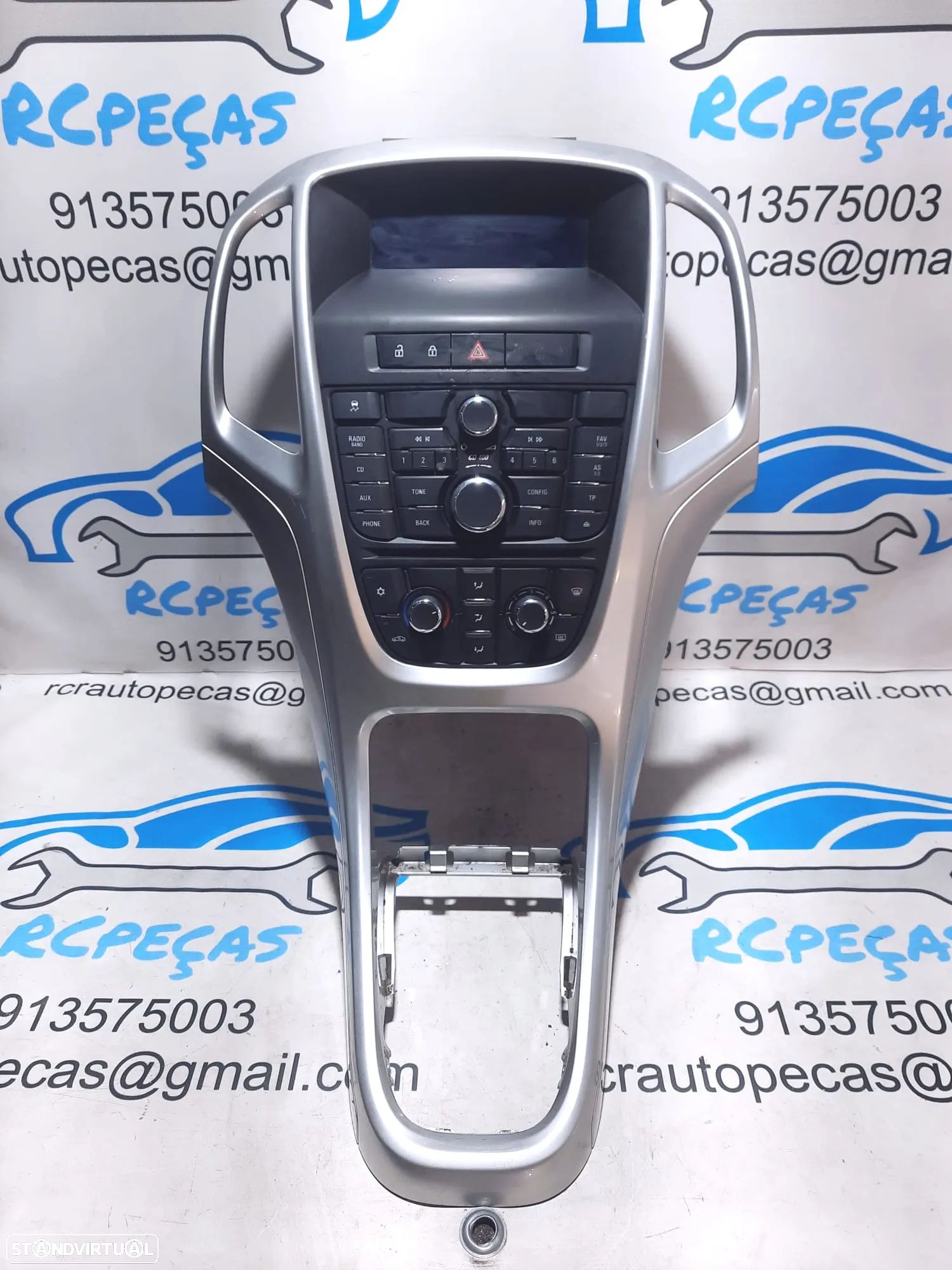 CONSOLA CENTRAL DISPLAY CLIMATRONIC OPEL ASTRA J P10 SRI 13257562 13346092 13334053 ECRA COMANDOS PAINEL CONTROLO RELOGIO RADIO - 1