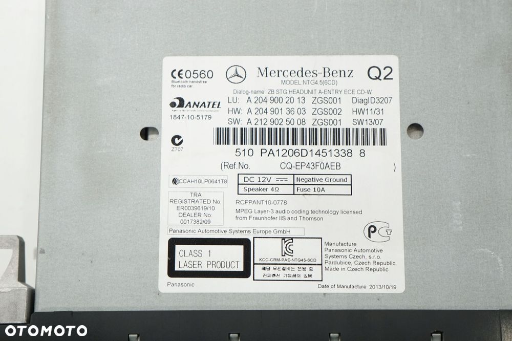 MERCEDES W204 LIFT 13R RADIO NAWIGACJA A2049002013 - 2