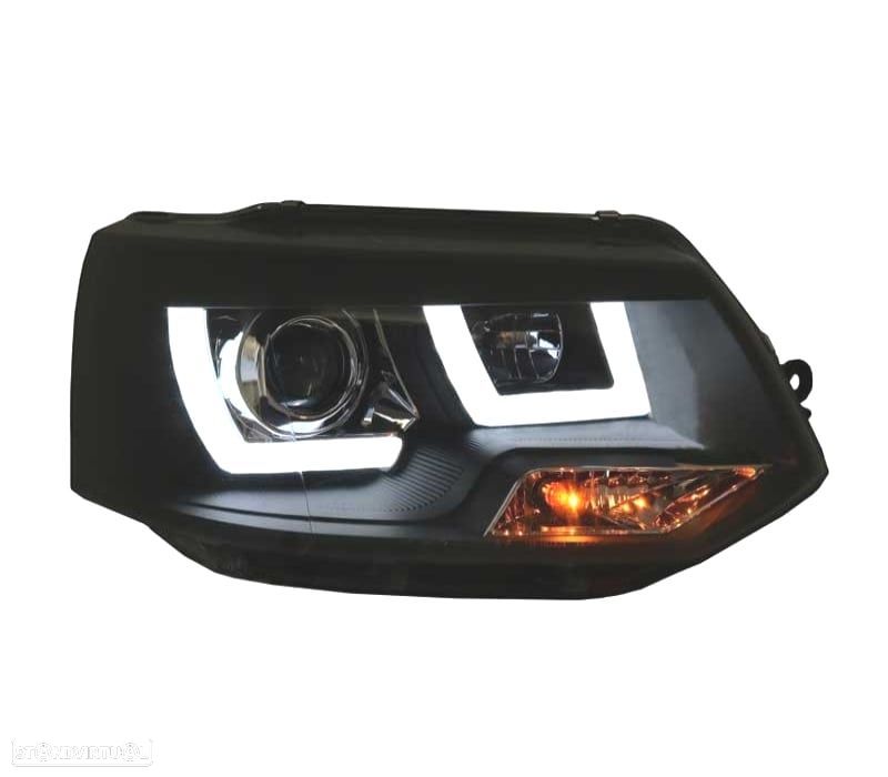 FAROIS FRONTAIS VOLKSWAGEN VW TRANSPORTER T5 10-15 TUBE LIGHT FUNDO PRETO - 2