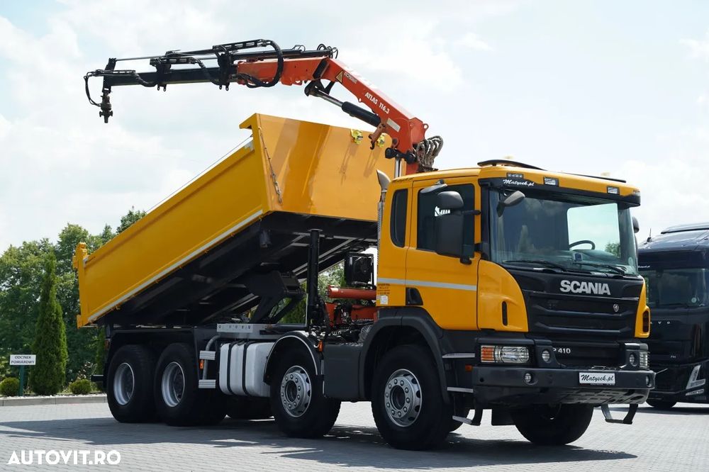 Scania P 410 / 8x4 / BASCULĂ - 5,15 M + ATLAS 116.3 HDS / ROTATOR / EURO 6 / - 8