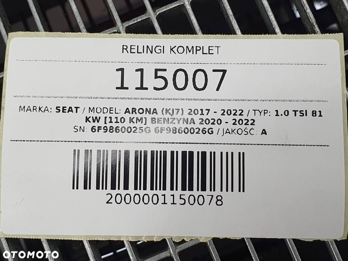 RELINGI DACHOWE KOMPLET LEWY PRAWY SEAT ARONA 6F9860025G 6F9860026G - 11