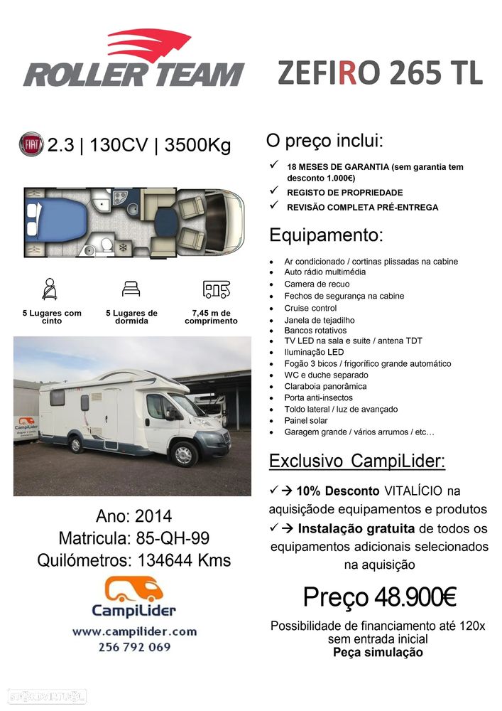 Roller Team Zefiro 265 TL *CAMA CENTRAL+BASCULANTE* - 33