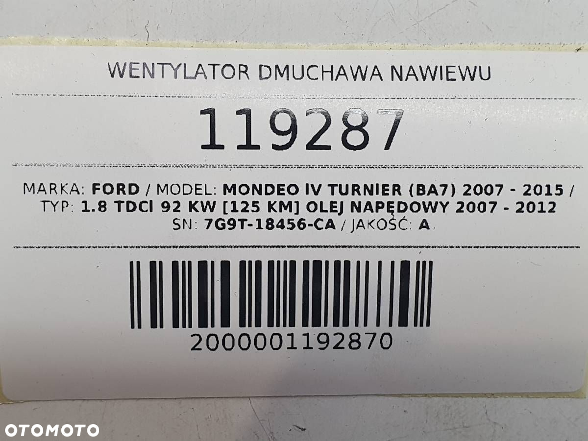 WENTYLATOR DMUCHAWA NAWIEWU FORD MONDEO MK4 7G9T-18456-CA - 4