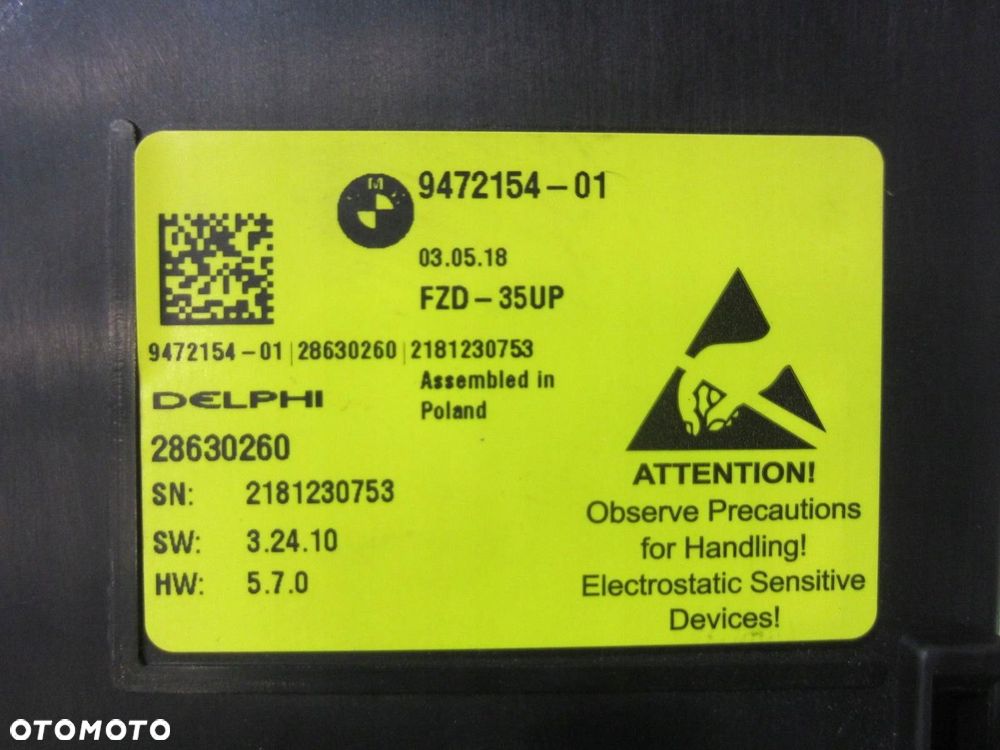 BMW X3 G01 G30 PANEL STEROWANIA DACHU 9472154 LAMPKA PODSUFITKI 61319472154 - 9
