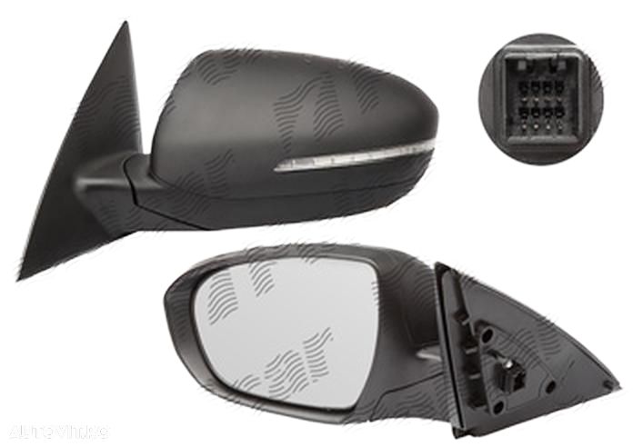 Oglinda exterioara Kia Optima (Jf), 10.2015-, Kia Optima (Tf), 06.2010-, stanga/dreapta, culoare sticla crom, sticla convexa, cu carcasa neagra, cu incalzire, ajustare electrica, - 1