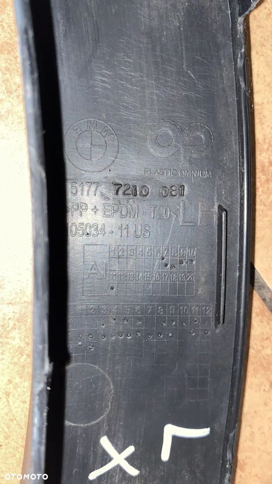 LISTWA OSŁONA BŁOTNIKA LEWY PRZÓD 7210081 BMW X3 F25 LEKKO USZKODZONA - 6