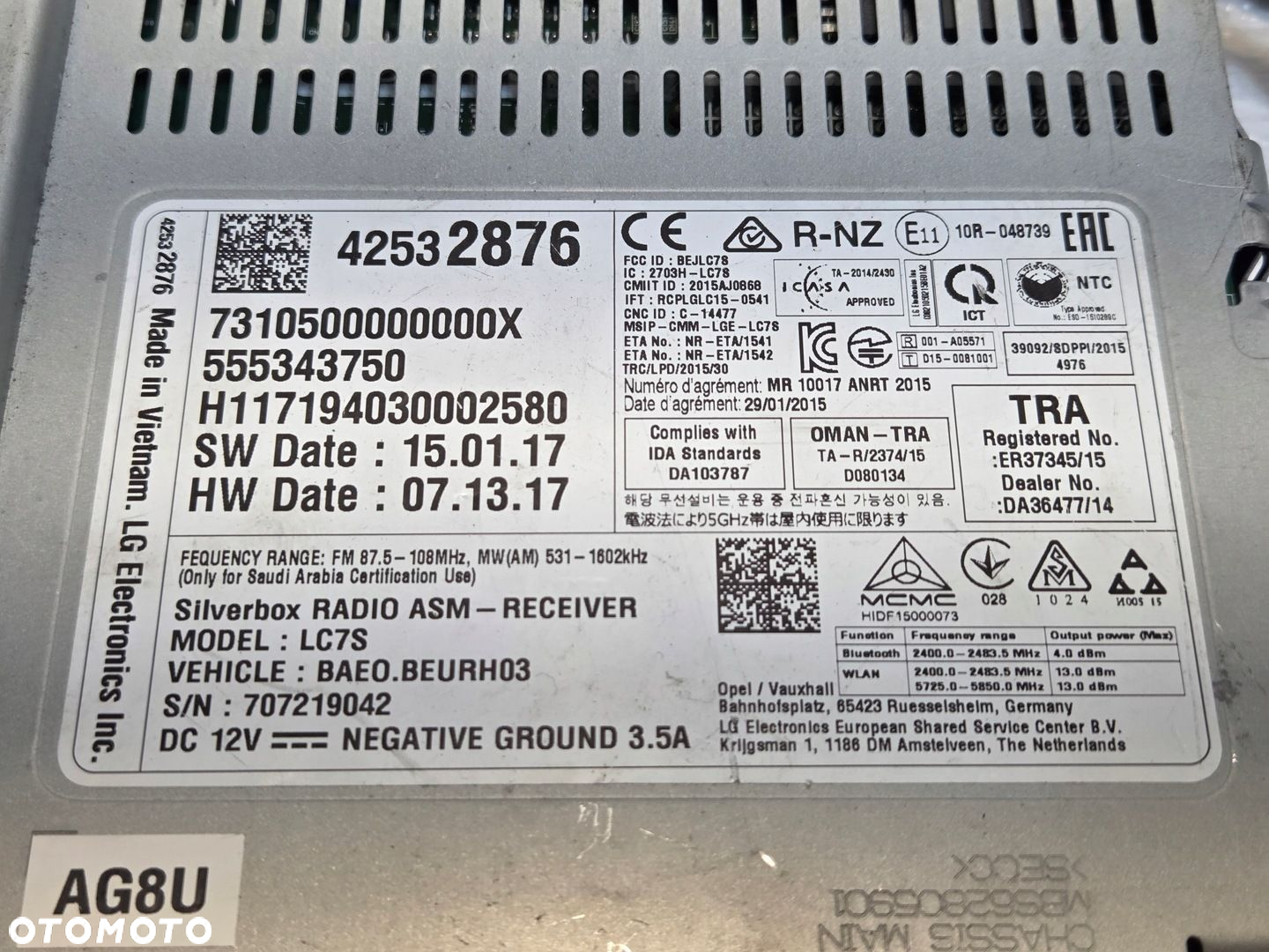 OPEL ASTRA K 5 V RADIO NAWIGACJA MODUŁ STACJA SILVERBOX 42532876 - 2