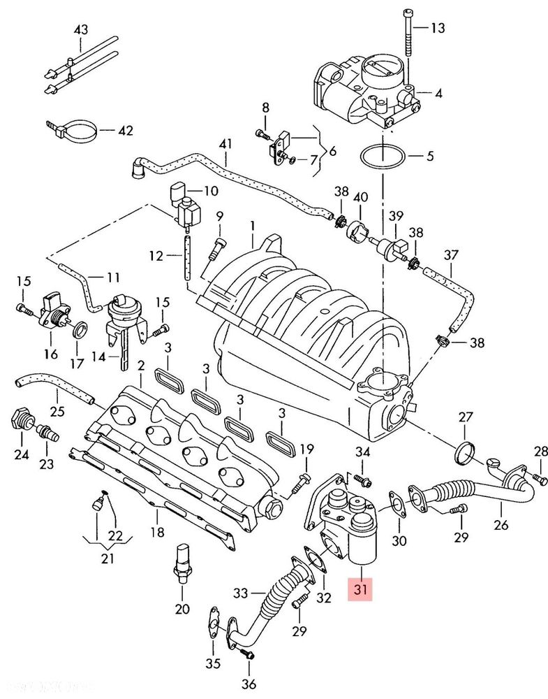ZAWÓR EGR VW GOLF V 1.6 FSI 03C131503B - 2