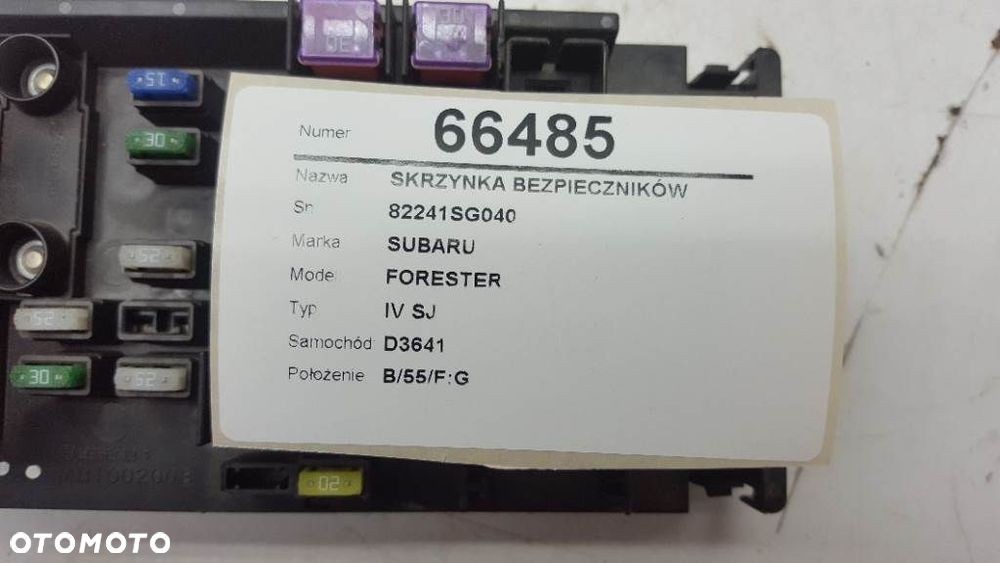 SKRZYNKA BEZPIECZNIKÓW SUBARU FORESTER IV 82241SG040 - 2