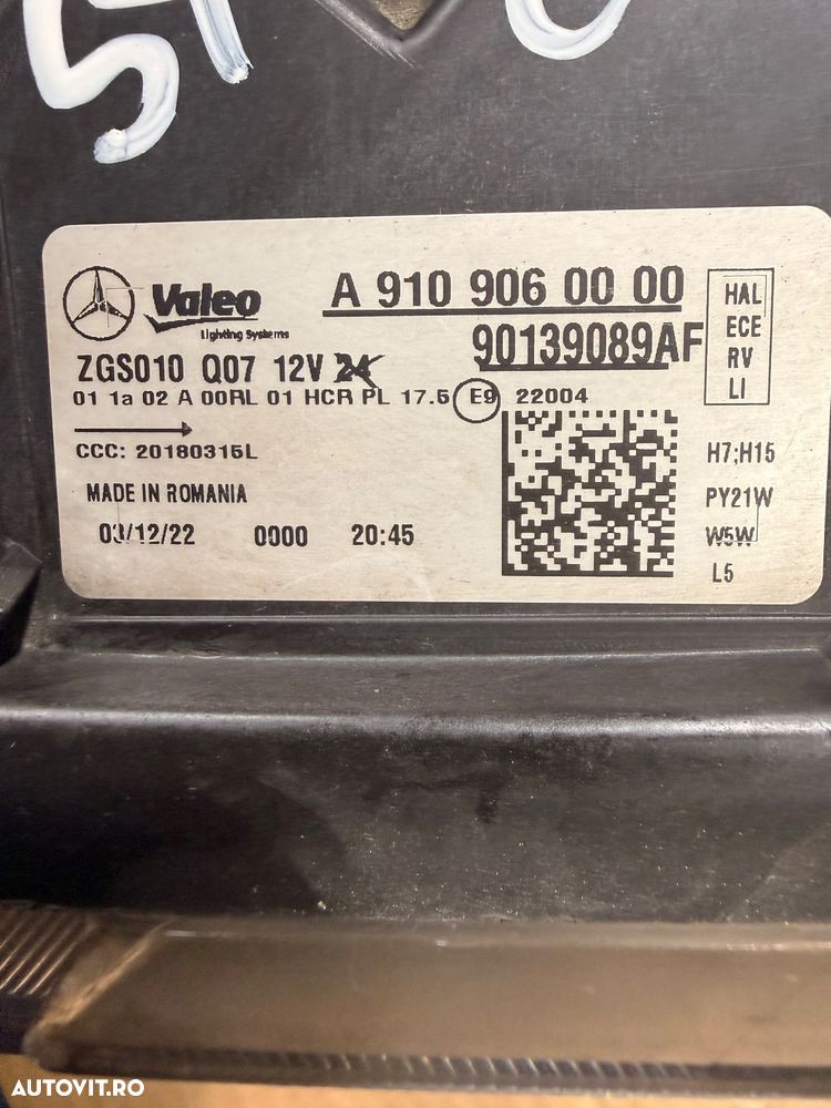 Far stanga complet MERCEDES SPRINTER W907 an 2018-2024 cod A9109060000 - 9