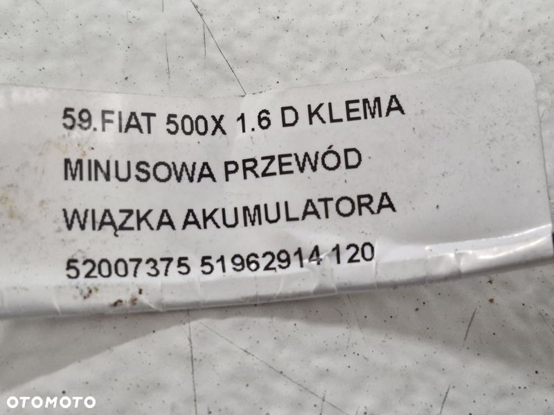 FIAT 500X 1.6 D KLEMA MINUSOWA PRZEWÓD WIĄZKA AKUMULATORA 52007375 51962914 - 9