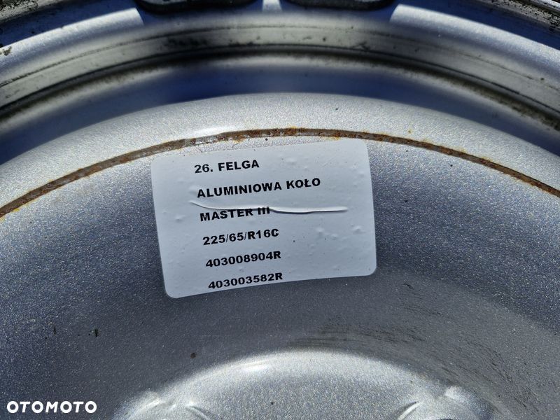 RENAULT MASTER III FELGA STALOWA  KOŁO 6.5 16 CALI ET66 5X130 MOVANO NV400 403008904R - 6