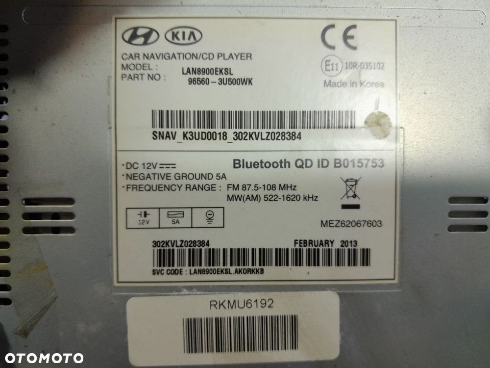 KIA SPORTAGE RADIO CD BLUETOOTH NAWIGACJA 96560-3U500WK - 4