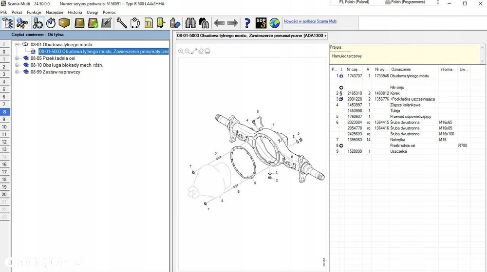 Obudowa mostu napędowego Pochwa SCANIA R ADA1300 R780 R782 4x2 6x2 4x2 6x2 - 2
