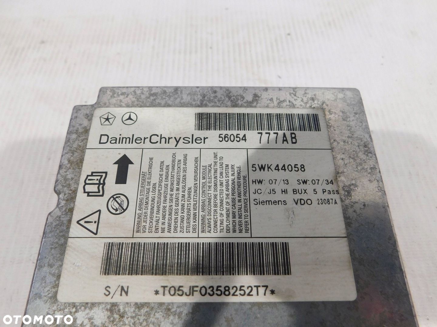 SENSOR STEROWNIK PODUSZEK AIRBAG DODGE JOURNEY 56054777AB - 2