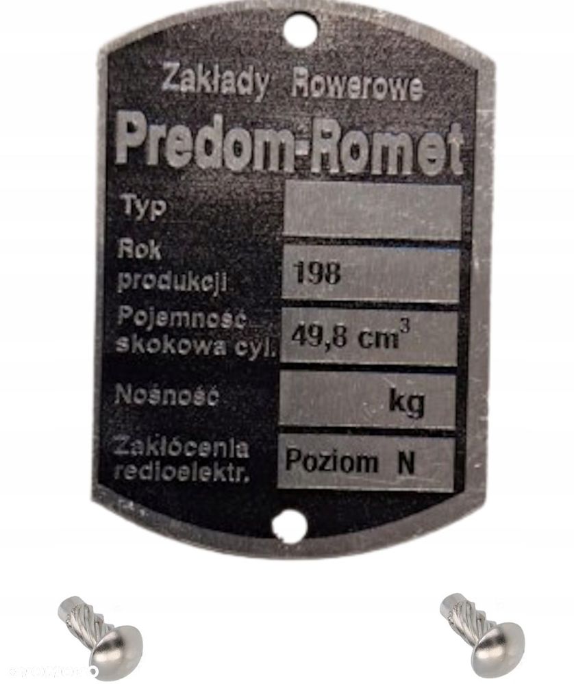 polska tabliczka znamionowa romet 198 rometa motorynka komar ogar kadet