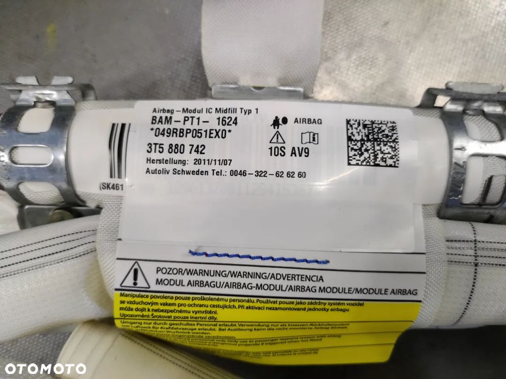 Kurtyna Powietrzna Airbag Skoda Superb 2 FL II lift Air bag Prawa Poduszka 3T5880742 - 5