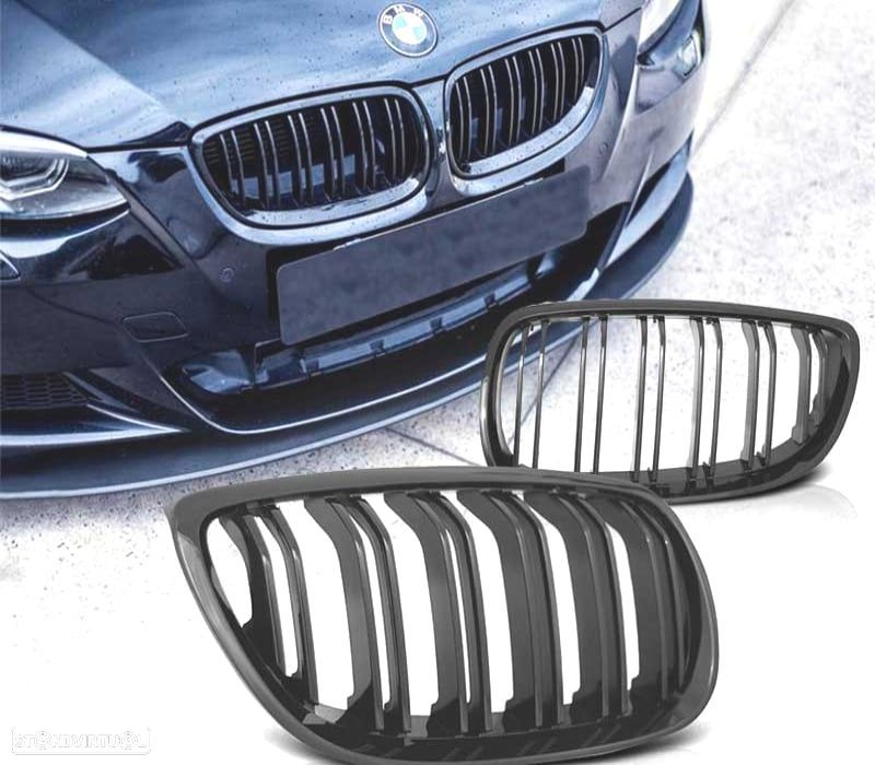 GRELHAS FRONTAIS BMW E92 E93 06-10 LOOK M4 PRETO BRILHANTE - 1