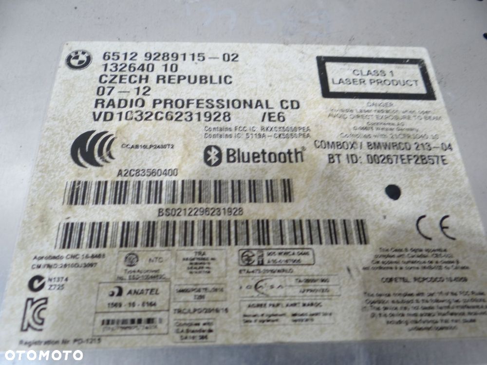 RADIO CD PROFESSIONAL BMW X1 E84 OE 9289115 - 4