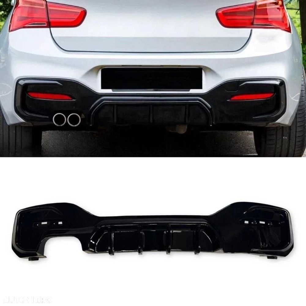Difuzor Bara Spate M Prelungire Extensie BMW F20 F21 LCI Facelift, Evacuare Stanga, Negru Lucios - 1