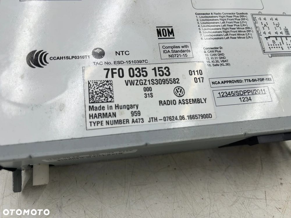 Radio VW Caddy III Lift Amarok Transporter T6 T6.1 Multivan 15-20r. z kodem do radia tuner fabryczny - 8