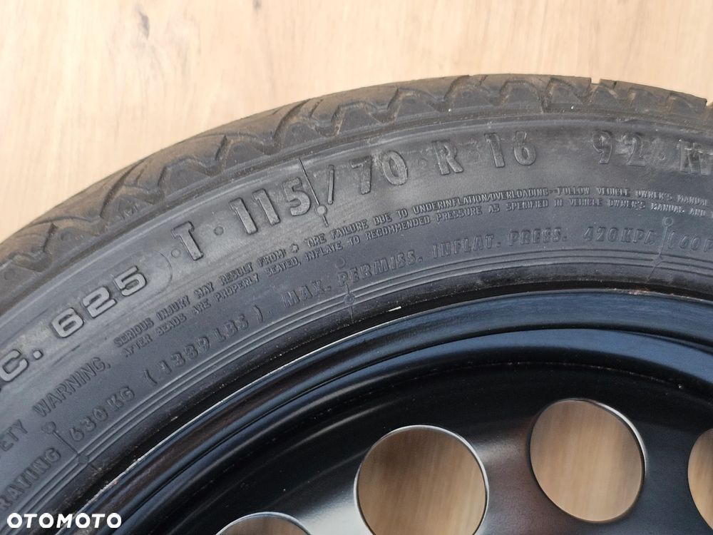 KOŁO DOJAZDOWE ZAPASOWE ZAPAS ZESTAW KLUCZ LEWAREK OPEL ASTRA J K MOKKA 16 CALI 5x105 ET25 115/70/16 - 3