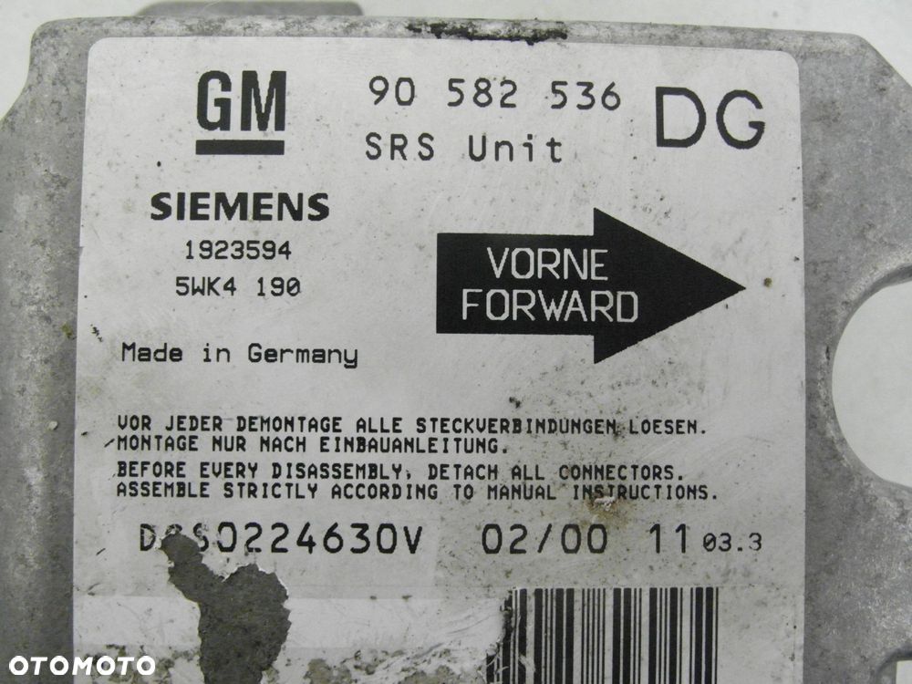 MODUŁ AIRBAG OPEL ZAFIRA A (T98) 90582536 5WK4190 1923594 - 2