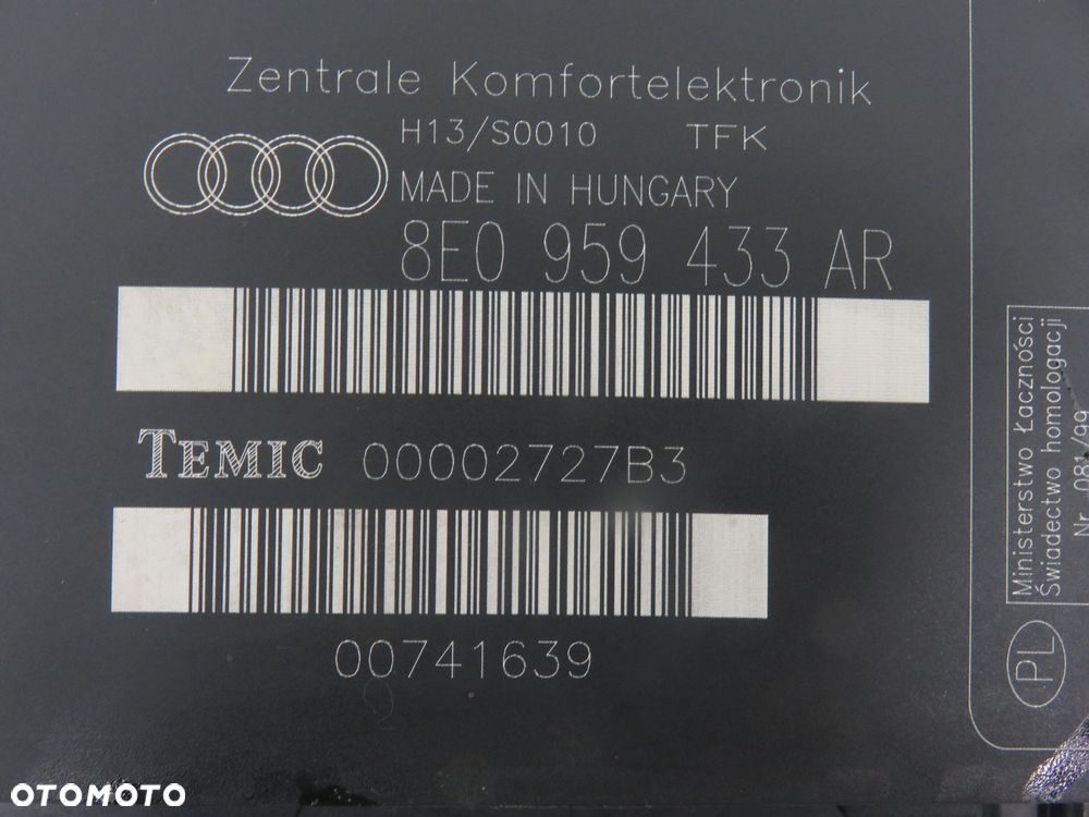 MODUŁ KOMFORTU AUDI A4 B6 8E0959433AR - 3