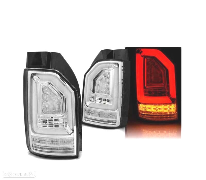 FAROLINS TRASEIROS LED DINÂMICO PARA VOLKSWAGEN VW T6 15-19 CHROME CROMADO 2 ÓTICAS - 1