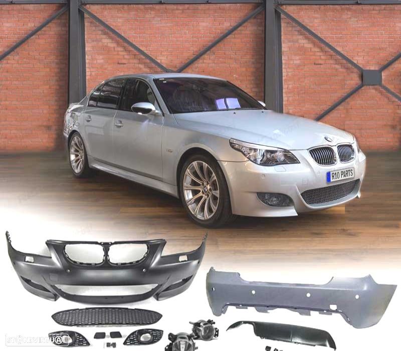 KIT PARA-CHOQUES BMW E60 03-07 COM NEVOEIROS + PDC LOOK M5 - 1